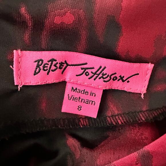 Betsey Johnson Dress Womens 8 Red Black Taffeta Cocktail Evening Holiday - Picture 5 of 9